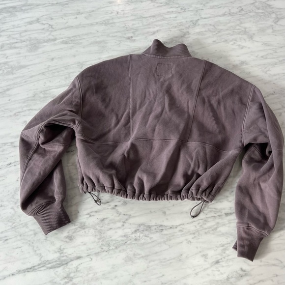 Abercrombie and Fitch Cinched Bungee Mockneck Half Zip Sweatshirt Dark Grey XS - Picture 2 of 3